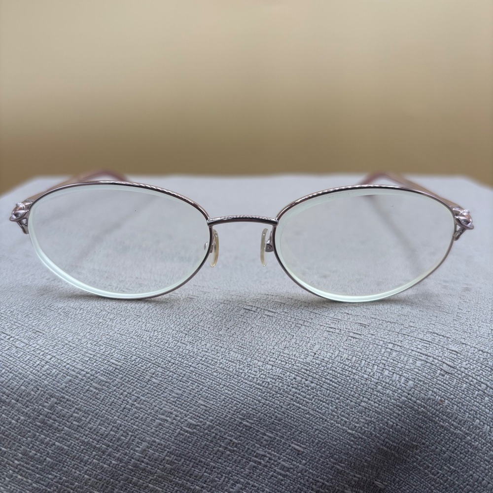 Tres Jolie‎ 60 Blush Oval Eyeglass framed Metallic Pink 52-17-135 Y2K Coquette